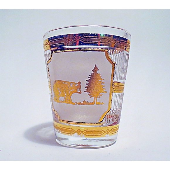 Vintage Shot Glass Great Smoky Mountains Gold and White - Picture 2 of 2